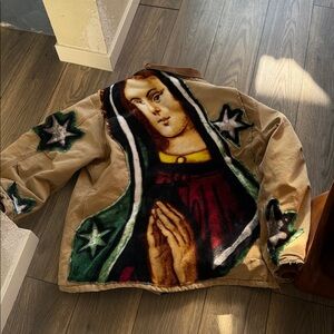 Vintage Carhartt custom Our Lady of Guadalupe Tan coat size 52 Tall CO3 chore